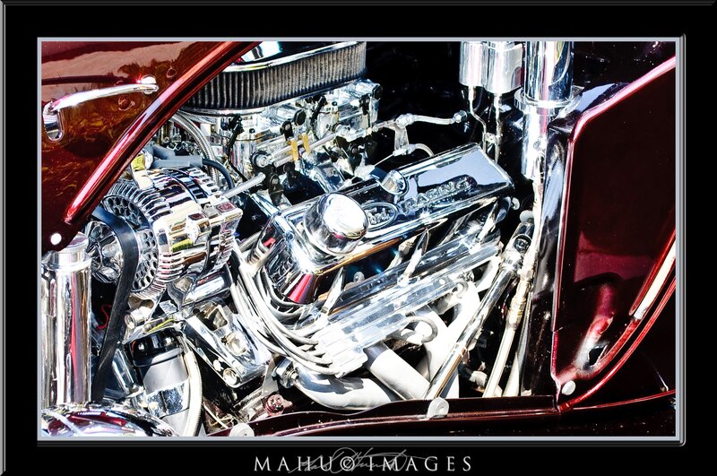 chrome engine in classic car