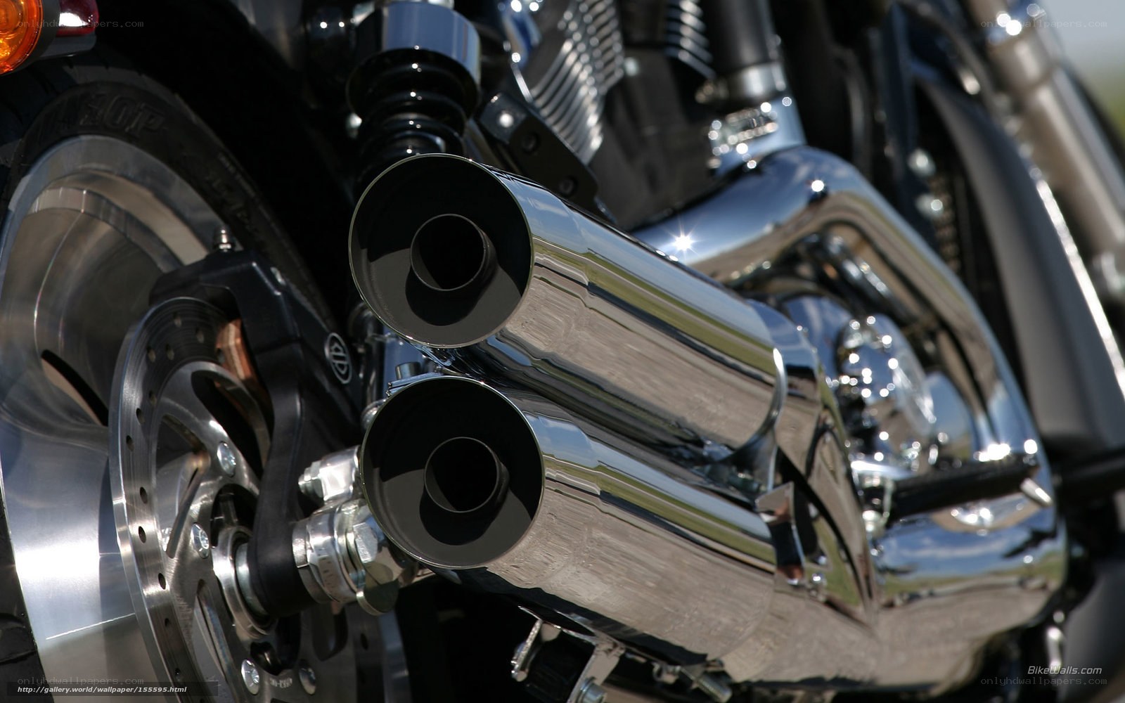 chrome exhaust on motorcycle