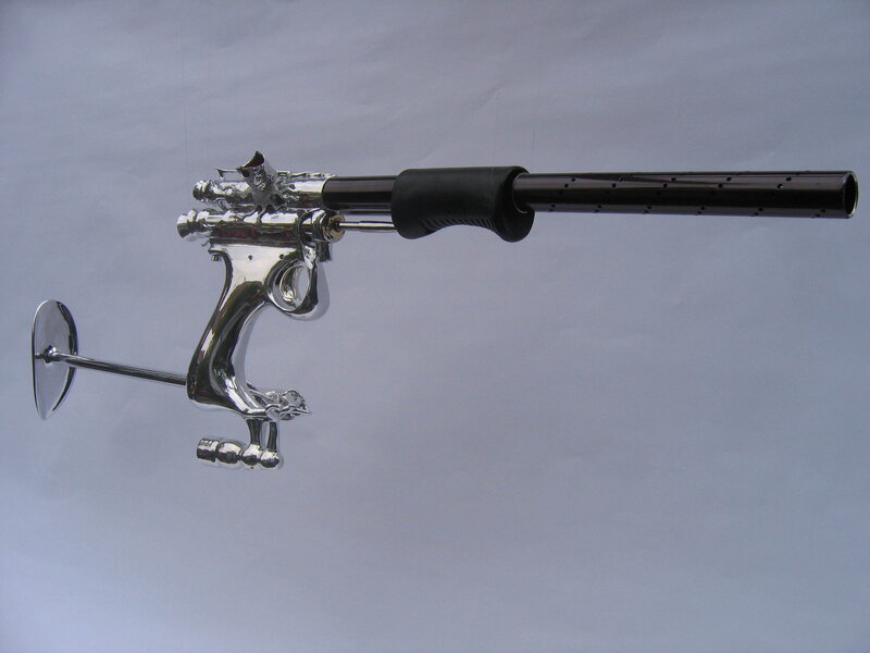 Chrome gun sculpture
