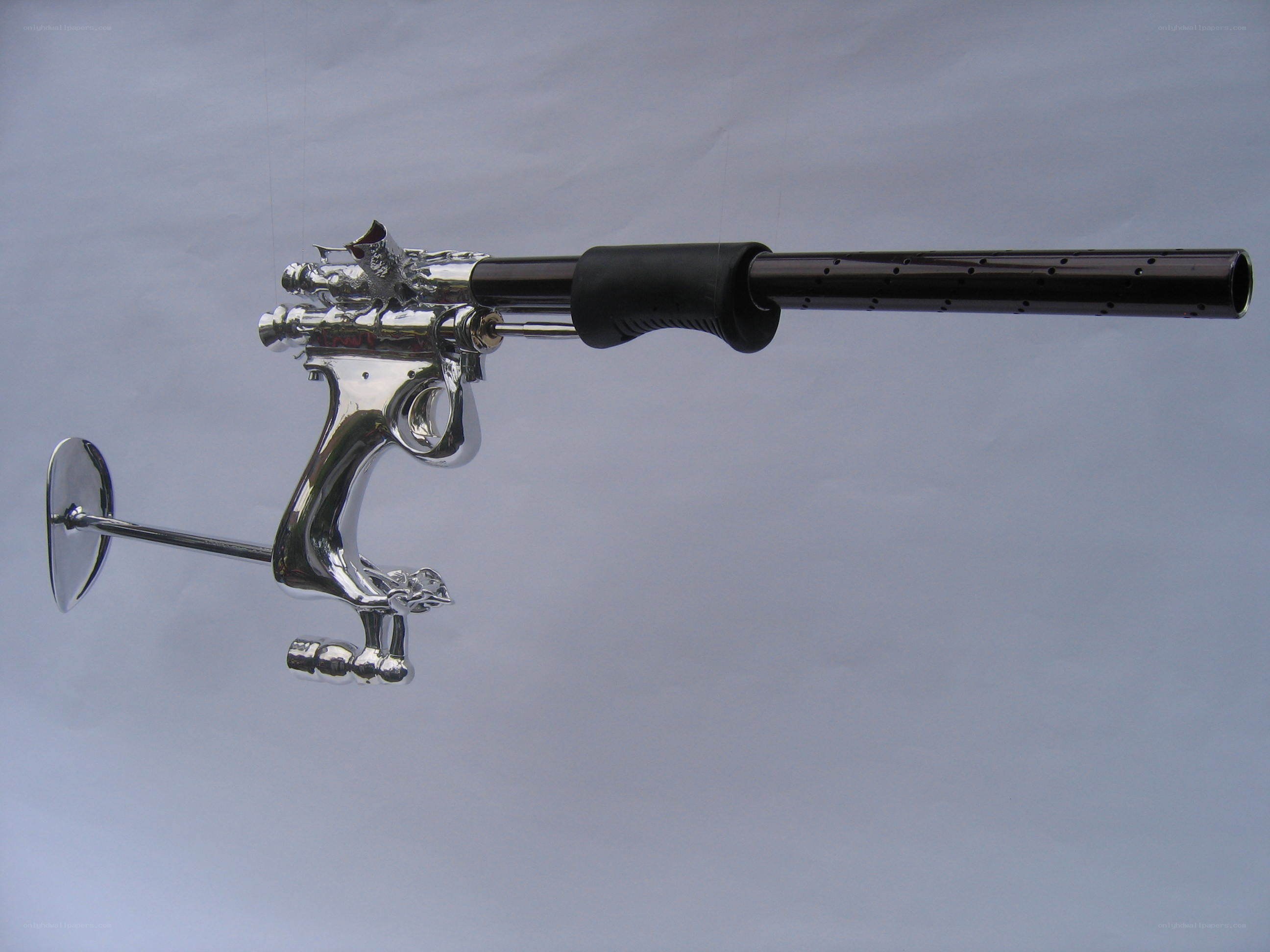 Chrome gun sculpture