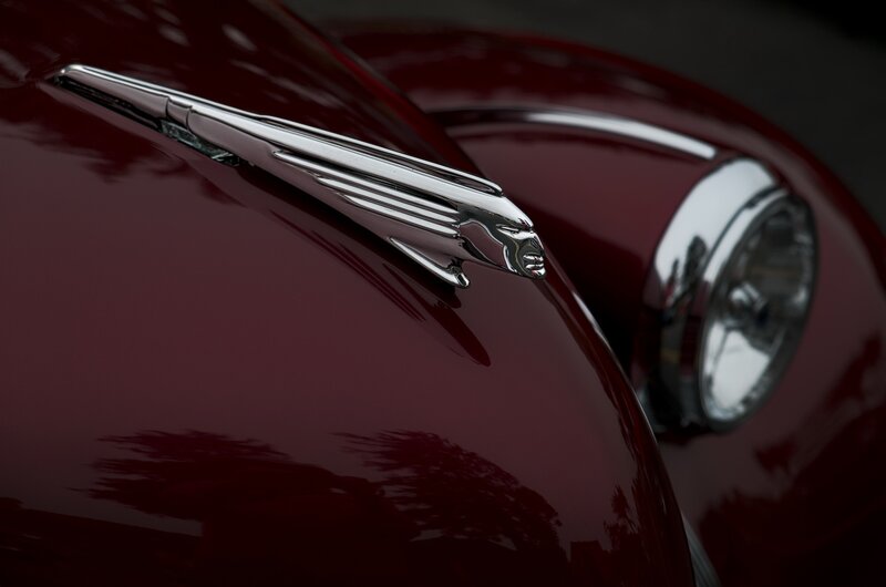 Chrome Hood Ornament — Maroon