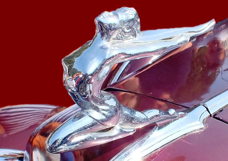 Chrome Hood Ornament — Red