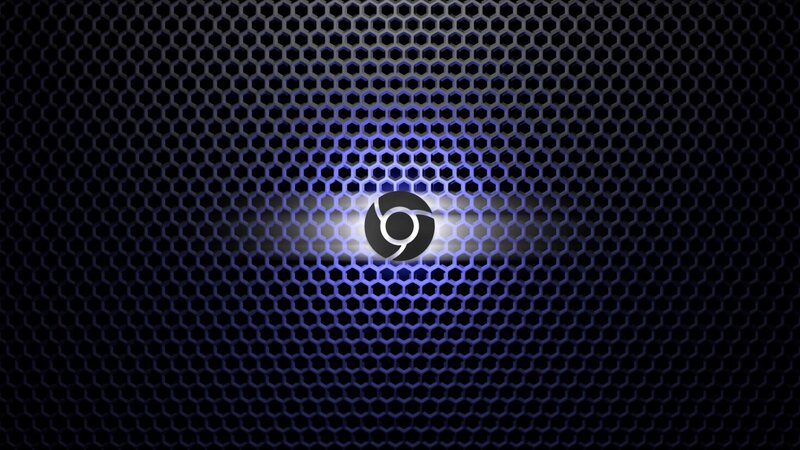 Chrome logo on honeycomb