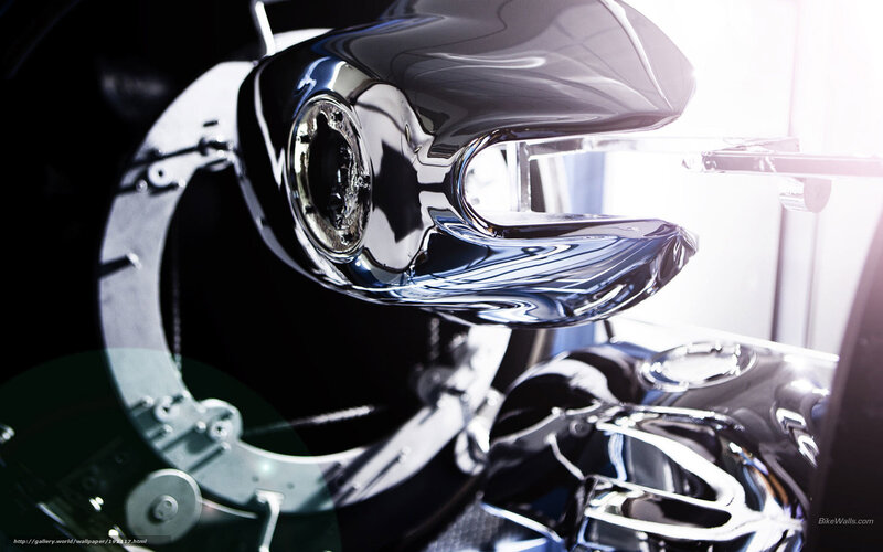 Chrome Motorcycle Engine — Black, Dramatic, Photograph, Headlight