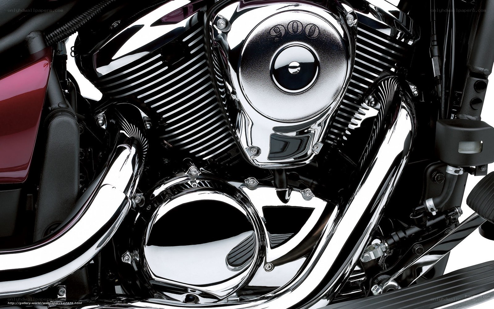 Chrome motorcycle engine close-up