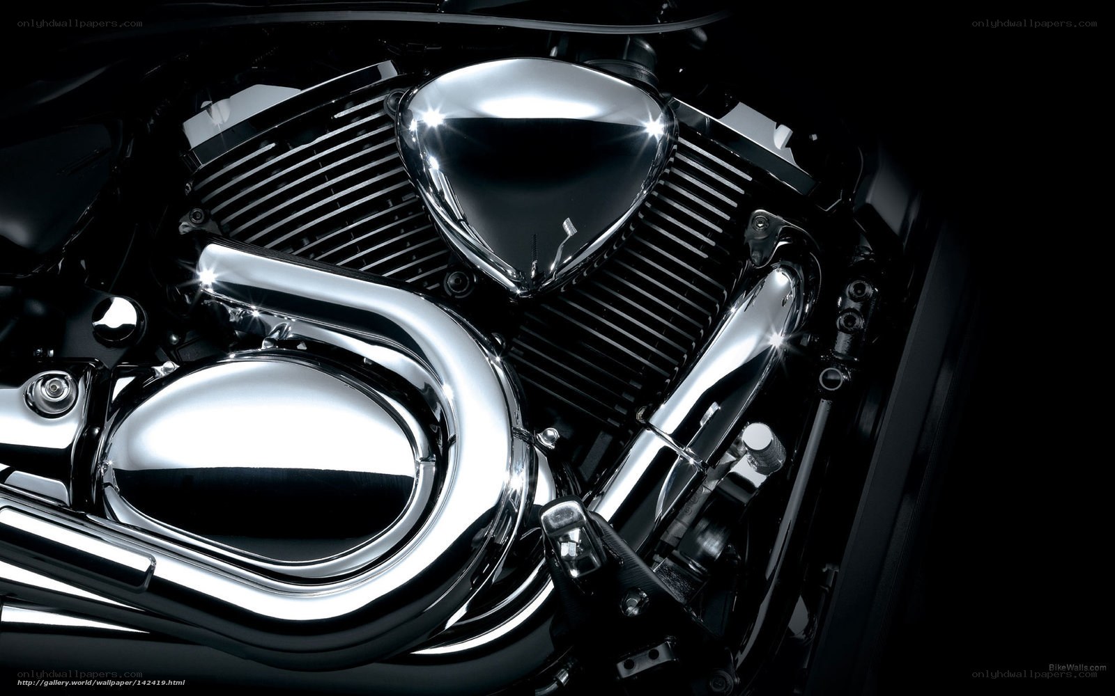 chrome motorcycle engine close-up