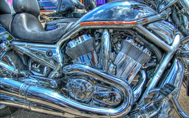 Chrome Motorcycle Engine — Silver, Dramatic