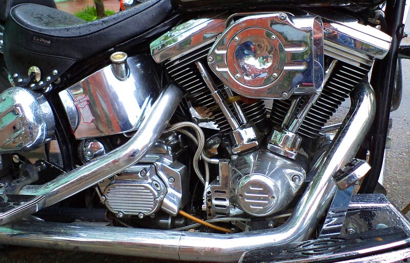 Chrome Motorcycle Engine — Silver, Mechanical, Photograph