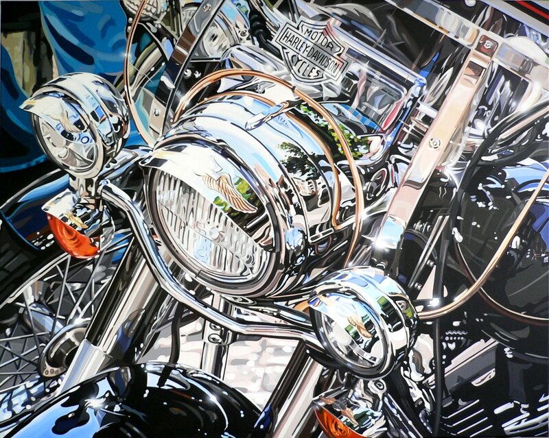 Chrome motorcycle headlight details