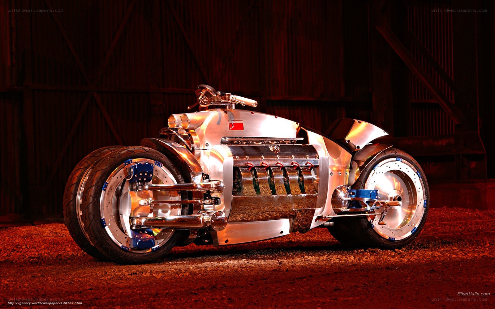 Chrome motorcycle in warehouse