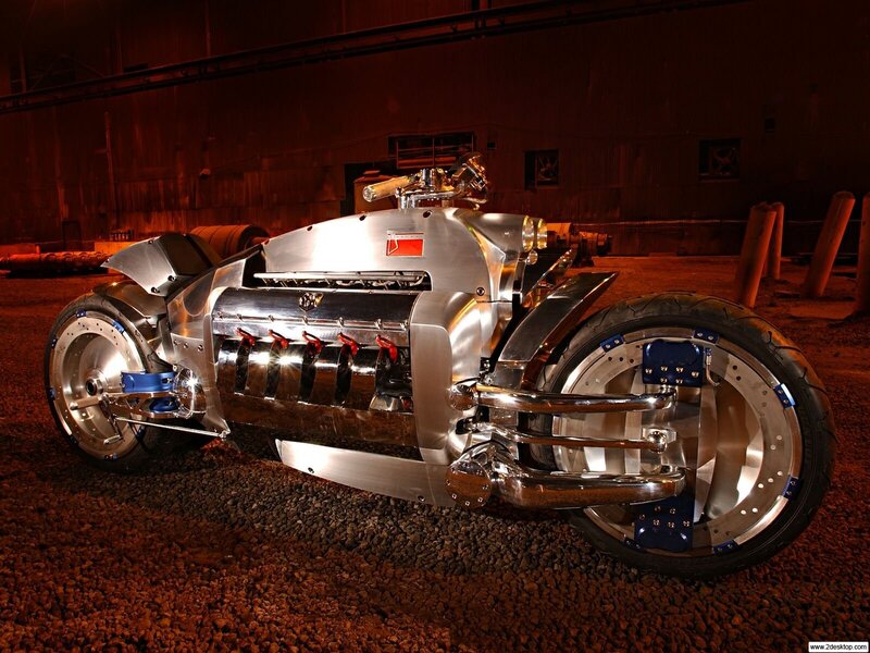 Chrome motorcycle with V-twin engine