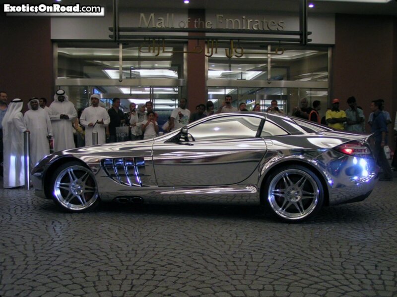 Chrome Sports Car — Silver, Dramatic, Night