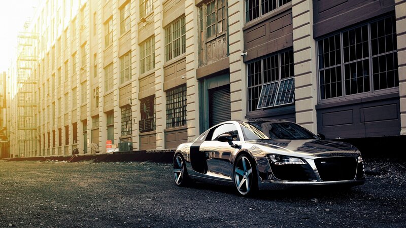 Chrome Sports Car — Silver, Dramatic