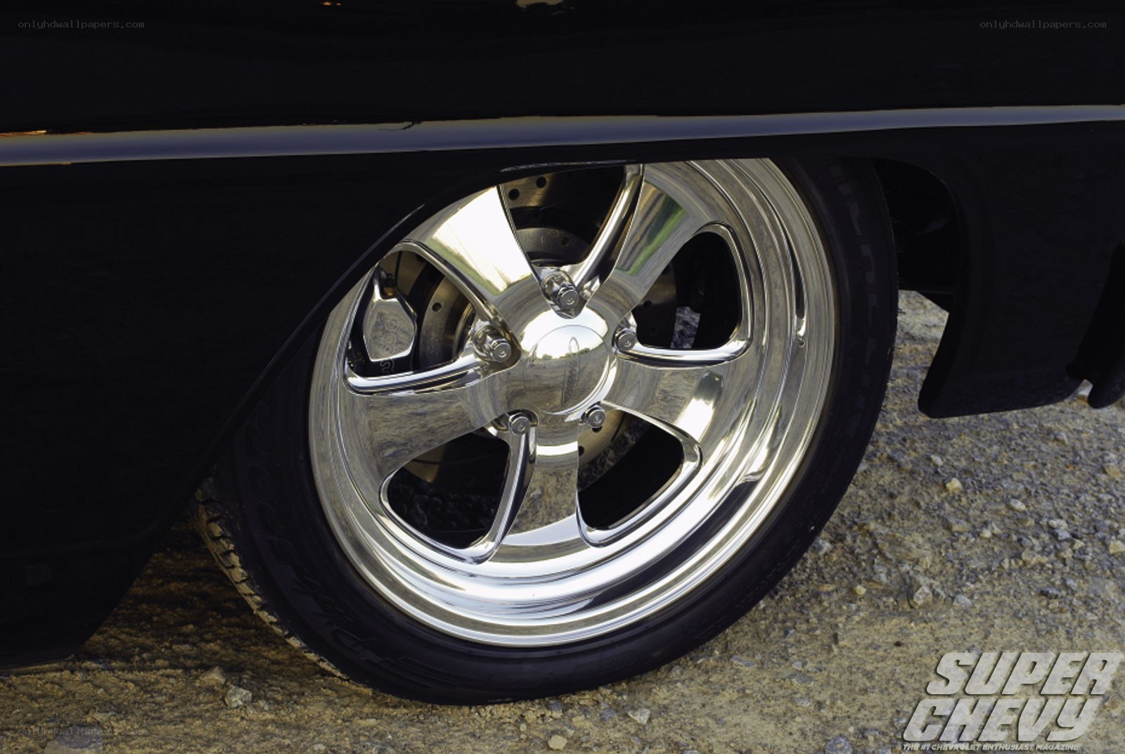 chrome wheel on black car