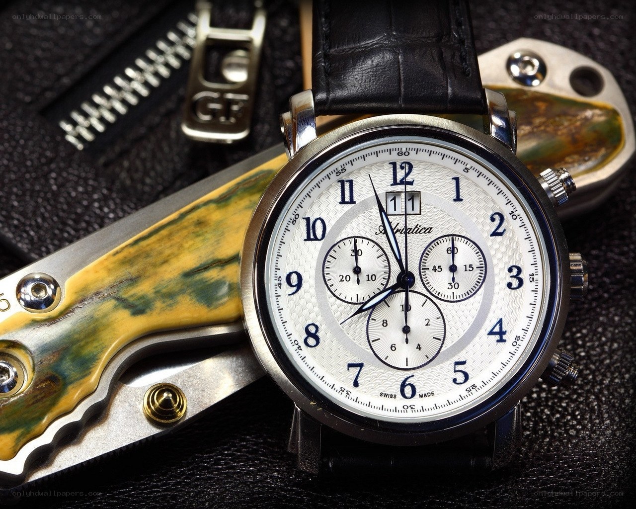 chronograph watch with knife