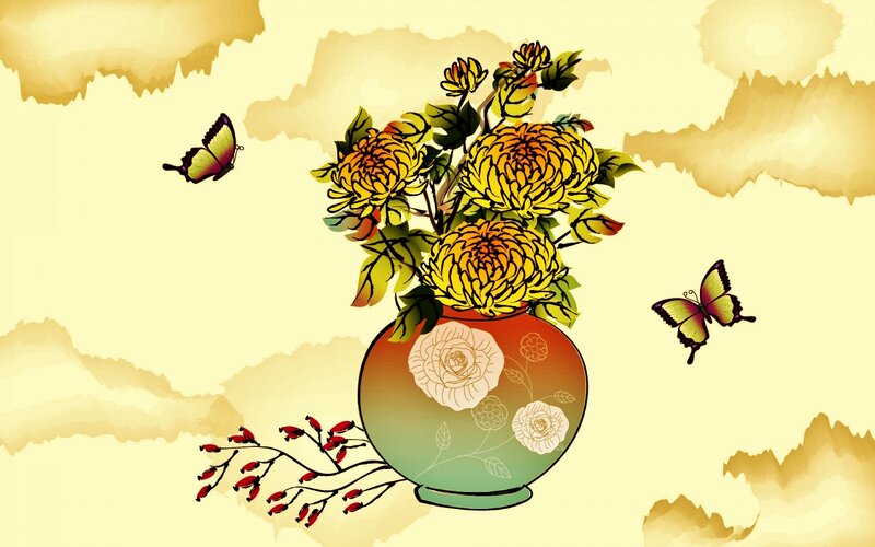 Chrysanthemum Bouquet — Yellow, Serene