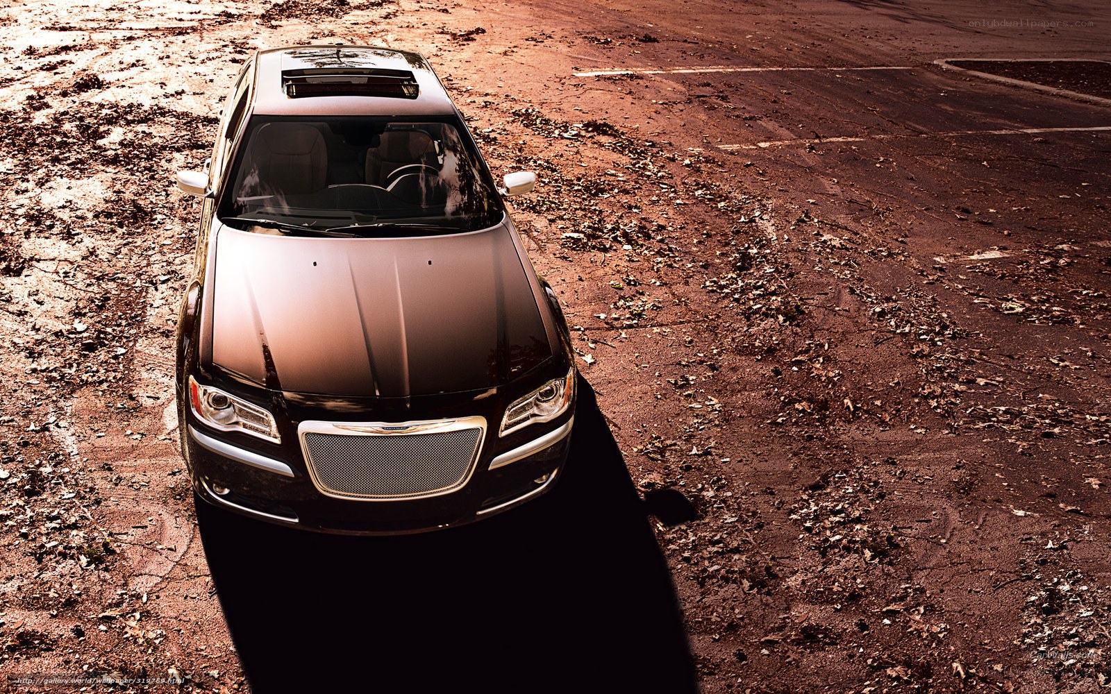 Chrysler 300 parked on dirt