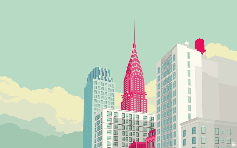 Chrysler Building Skyline — Pink