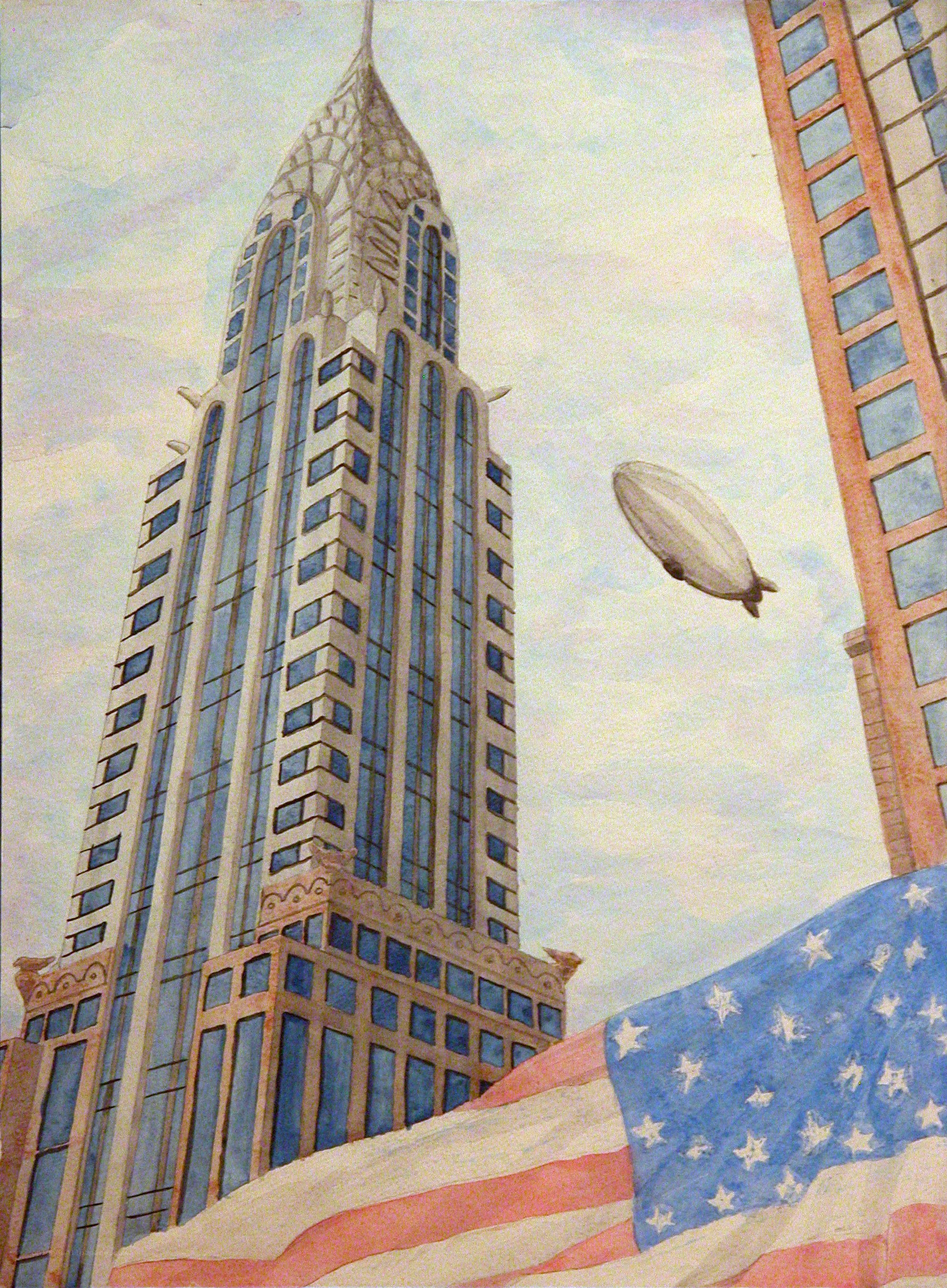 Chrysler Building with airship