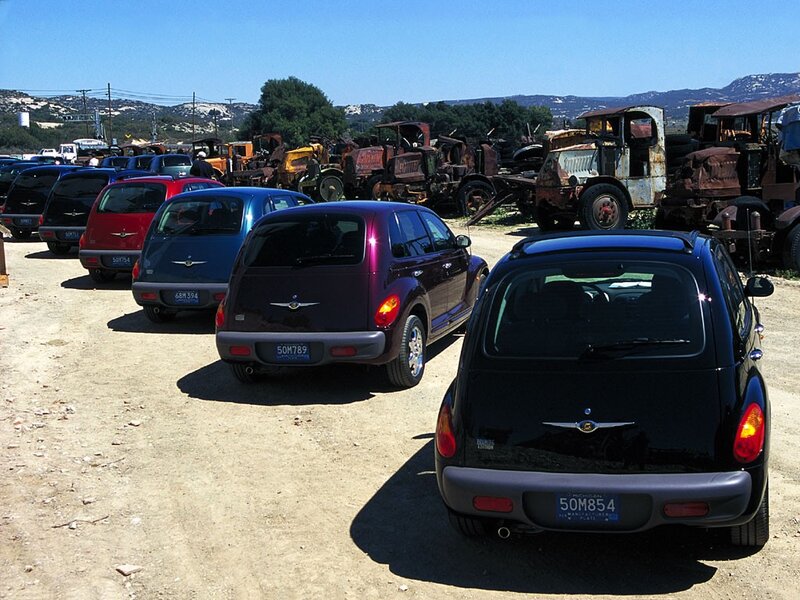 Chrysler PT Cruisers in a junkyard