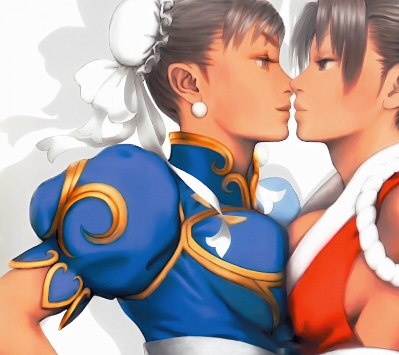 Chun-Li and Sakura in a tender moment