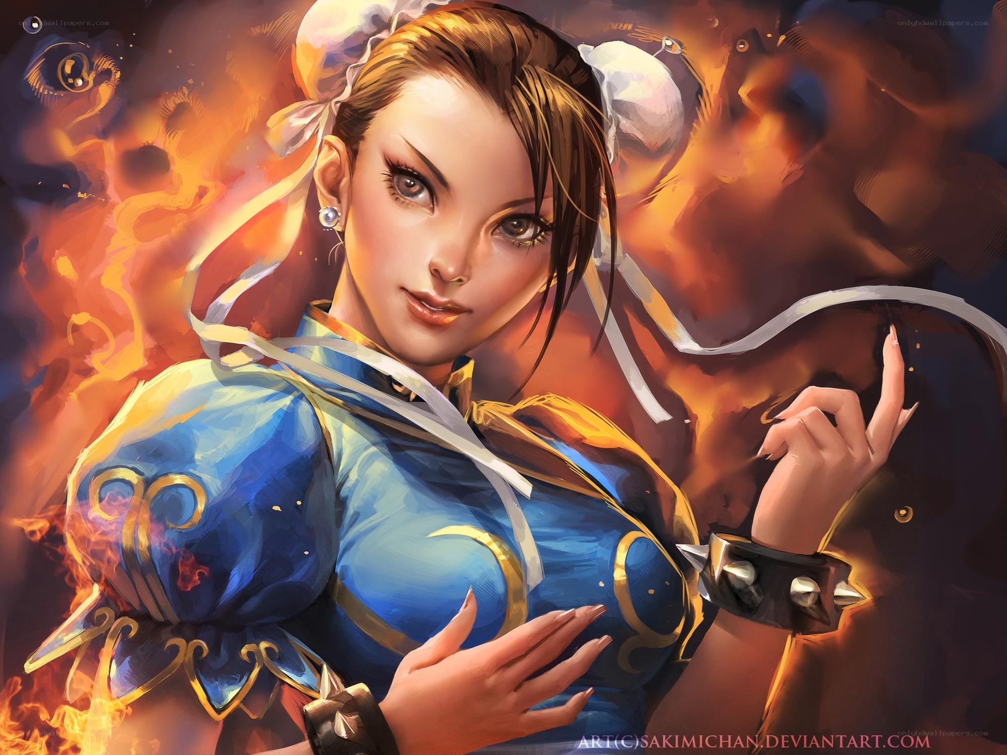 Chun-Li in a fiery pose