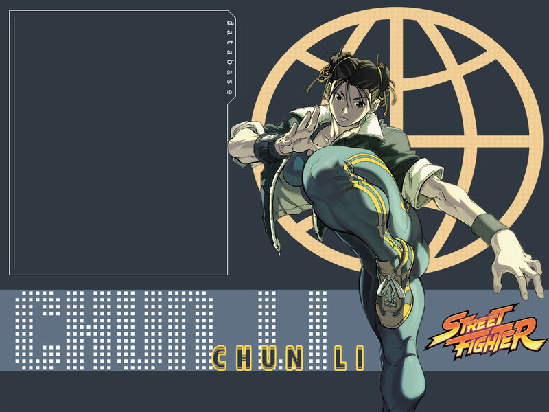 Chun-Li in Fighting Pose — Blue, Dynamic, Anime