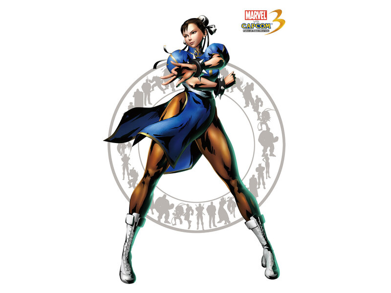 Chun-Li in Fighting Stance — Blue, Dynamic