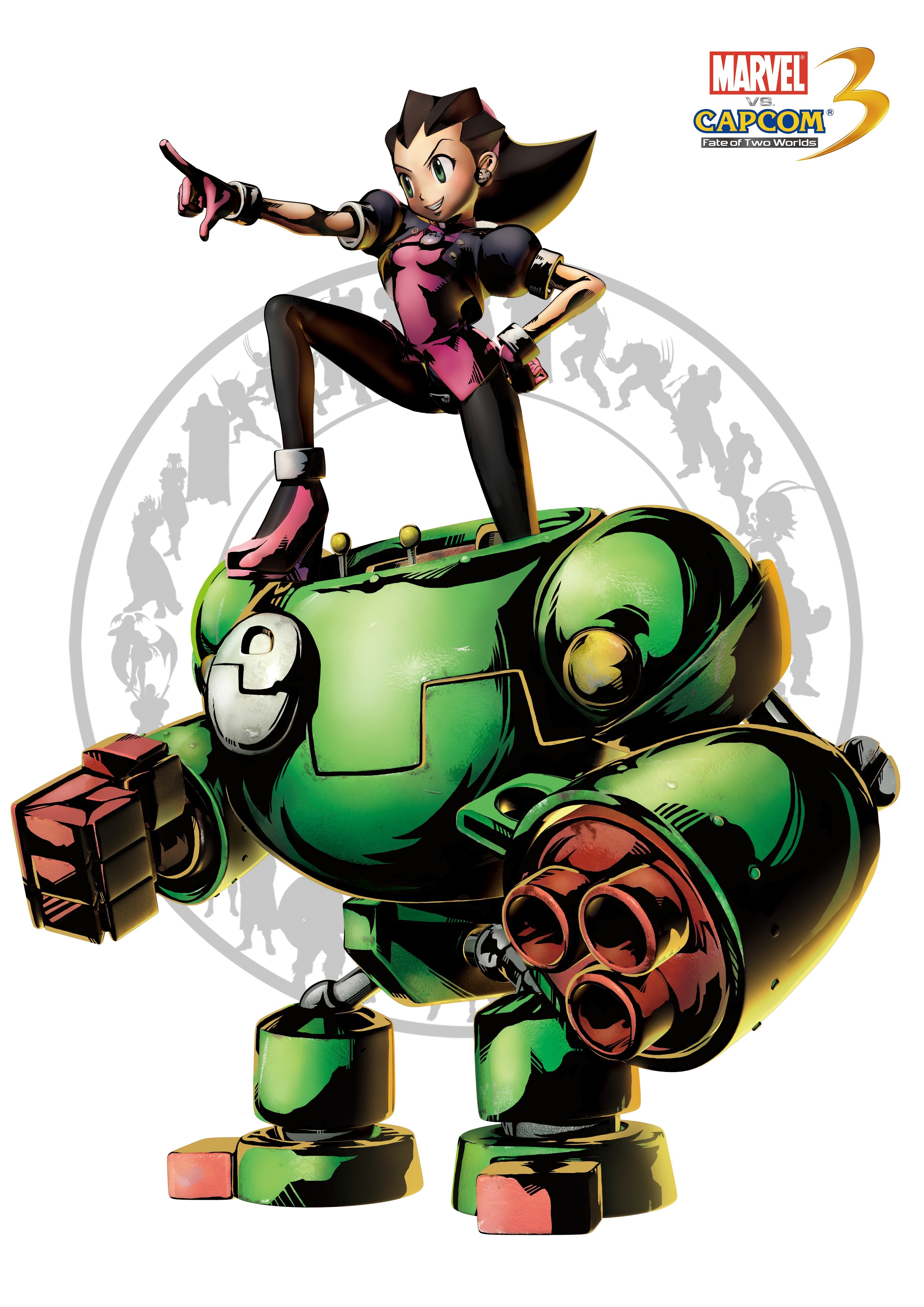 Chun-Li on a robot in Marvel vs. Capcom 3