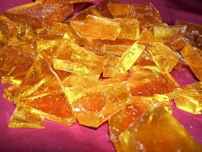 chunks of amber-colored candy