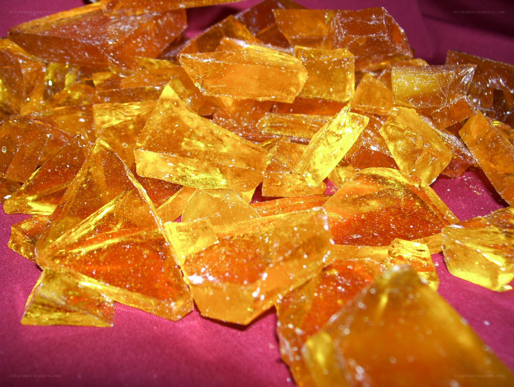 chunks of amber-colored candy