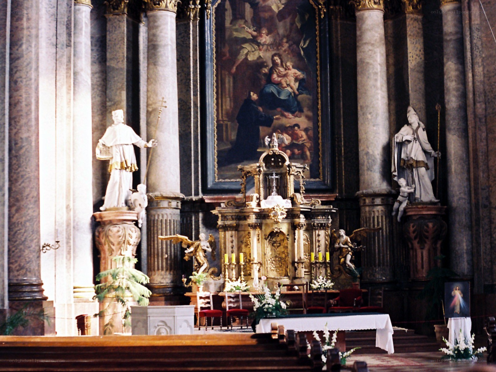 Church altar with statues