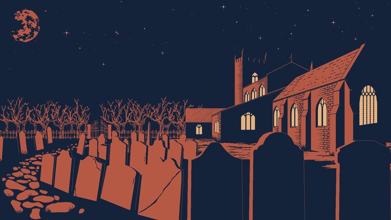 Church and Graveyard at Night