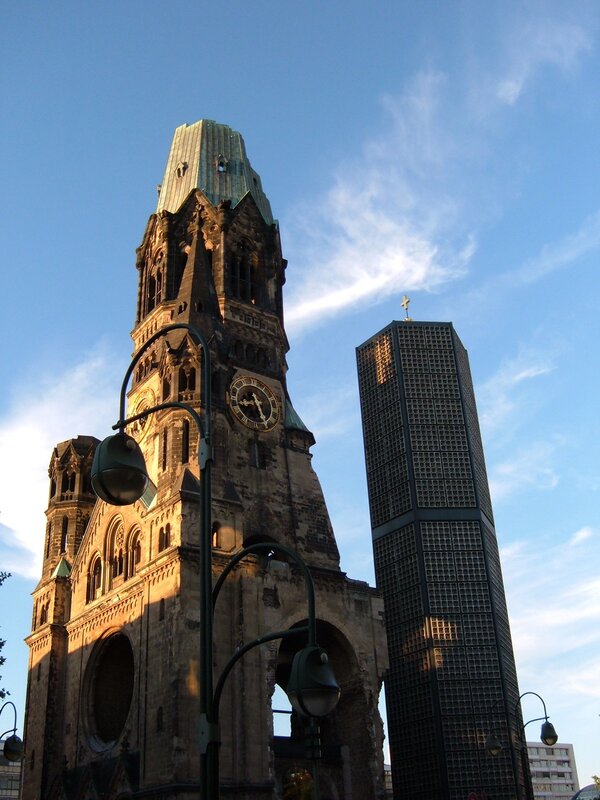Church and modern tower in Berlin