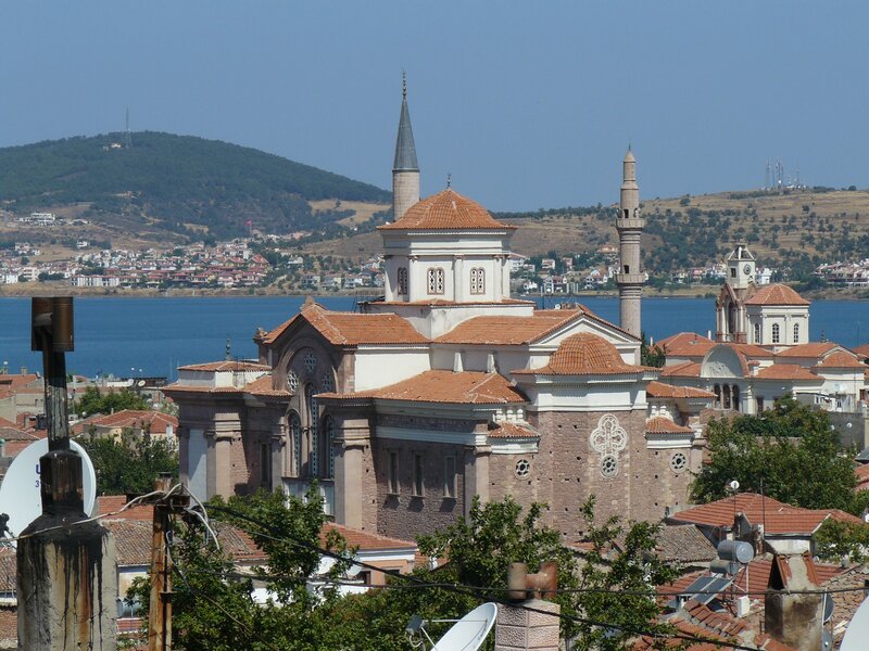 Church and mosque in coastal town