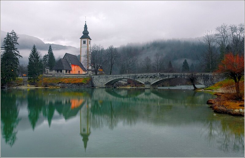 Church and Stone Bridge