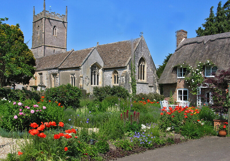 Church and Thatched Cottage