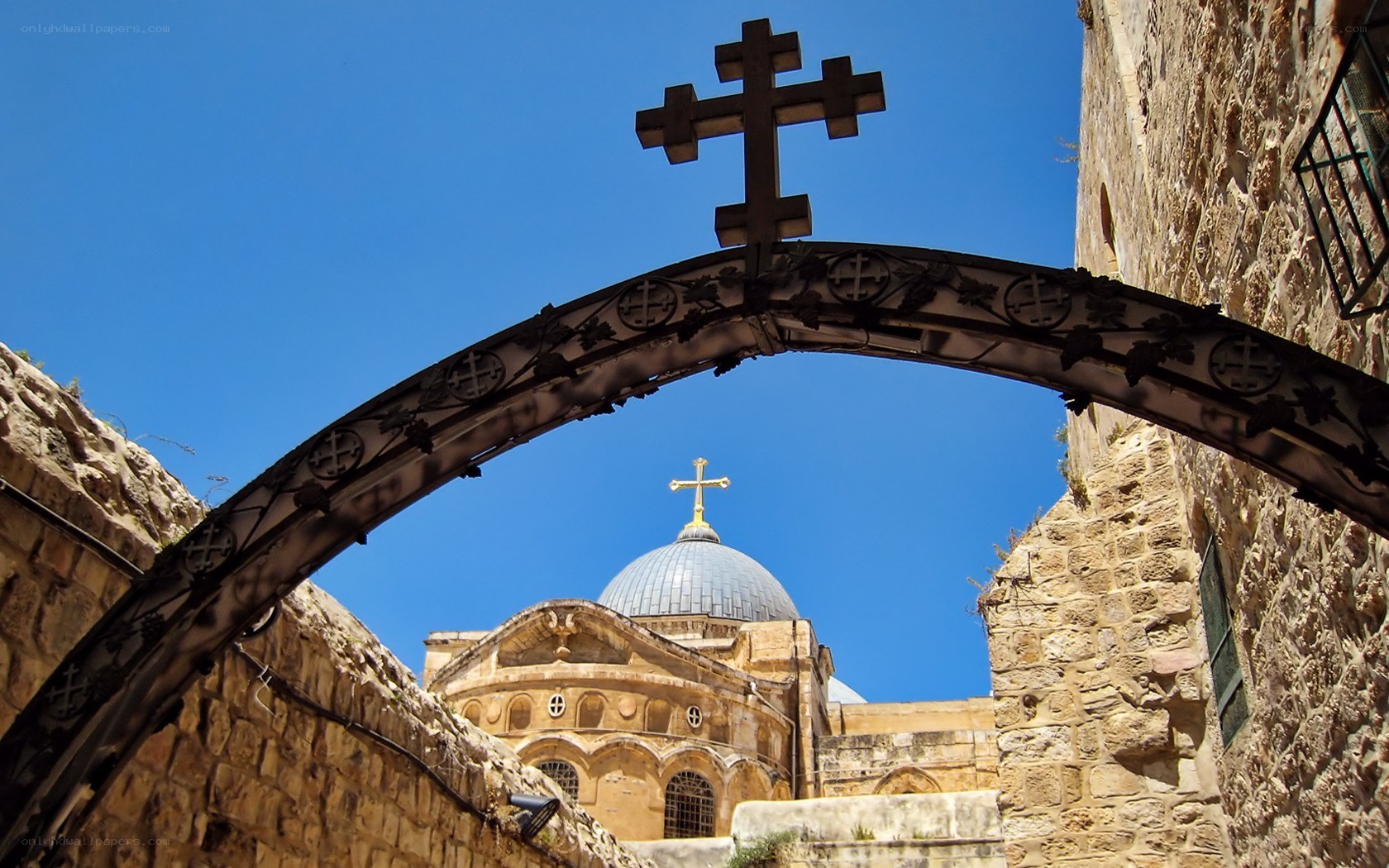 Church arch with dome view