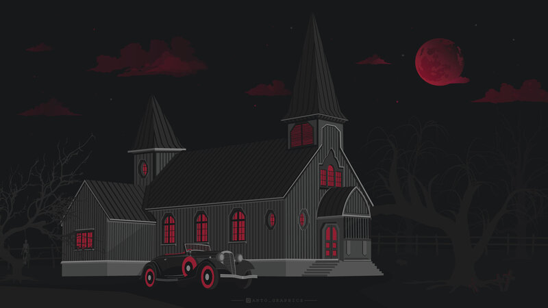 Church at Night — Black, Dark