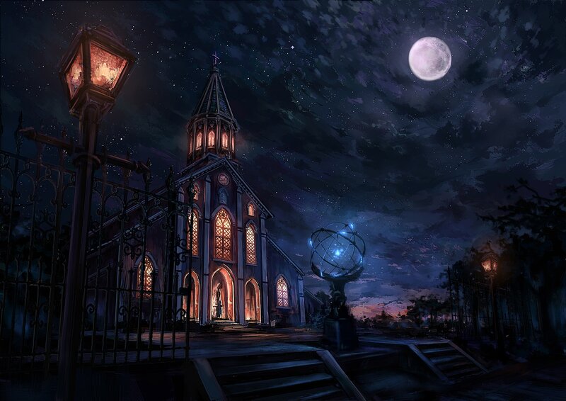 Church at Night — Blue