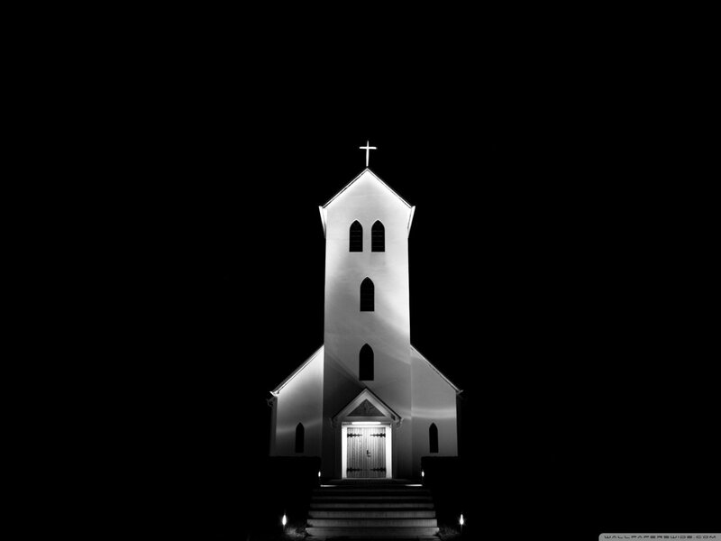 Church at night illuminated