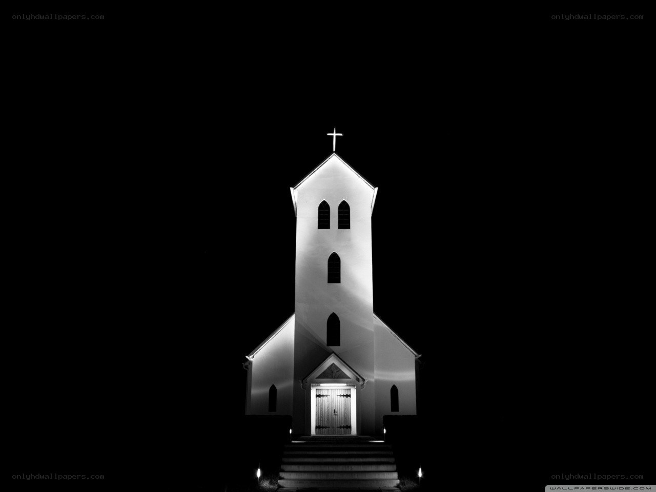 Church at night illuminated