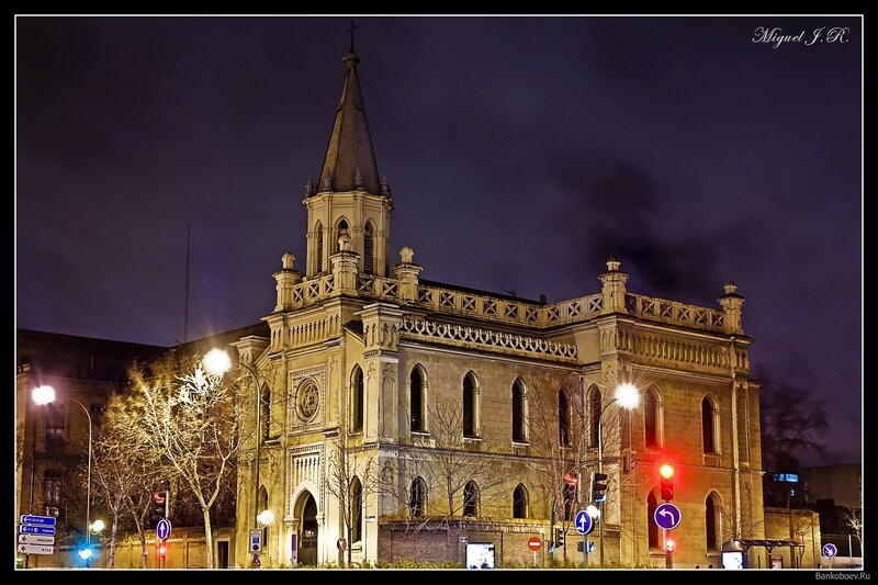 Church at night in Barcelona