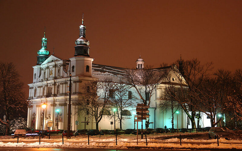 Church at Night in Snow