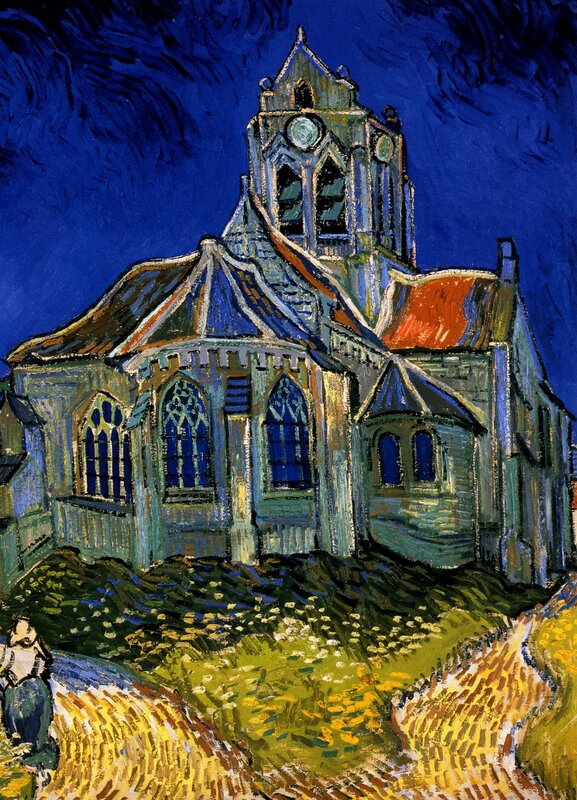 Church at night painting
