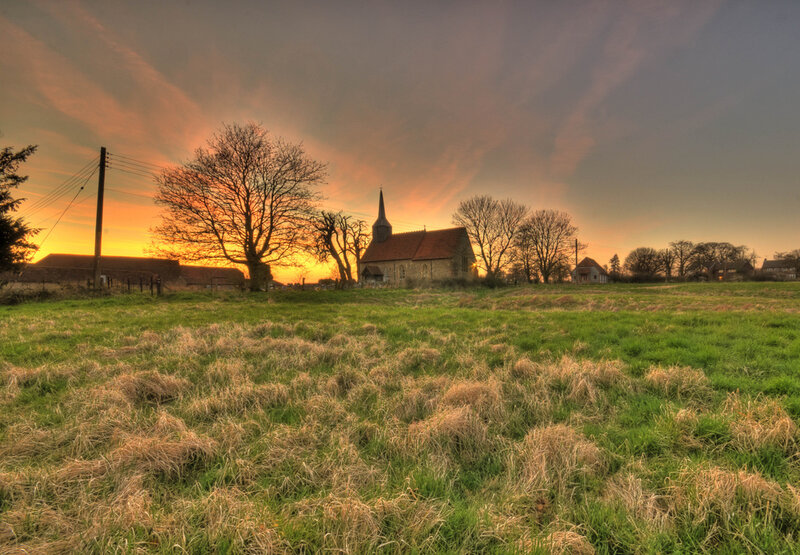 Church at Sunset — Green