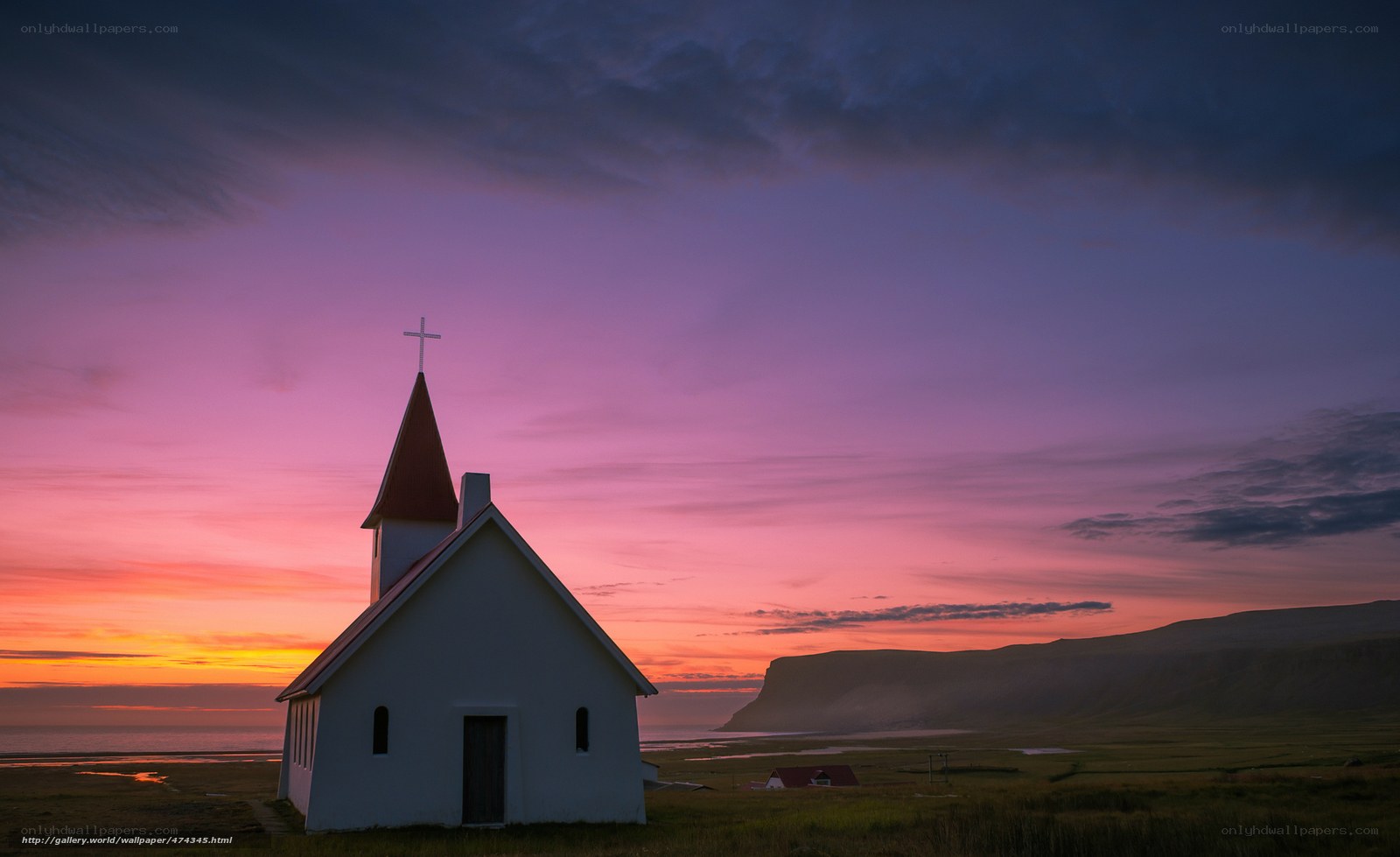 Church at sunset in Iceland