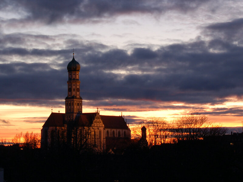 Church at Sunset — Orange, Dramatic, Photograph