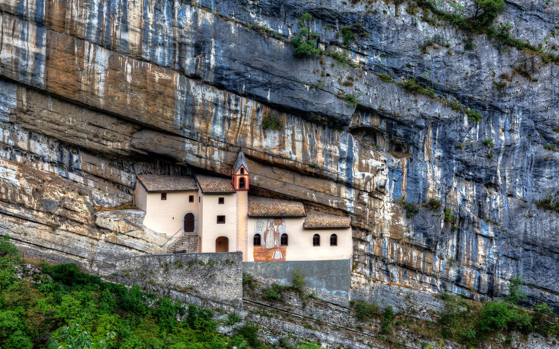 Church built into a cliff face