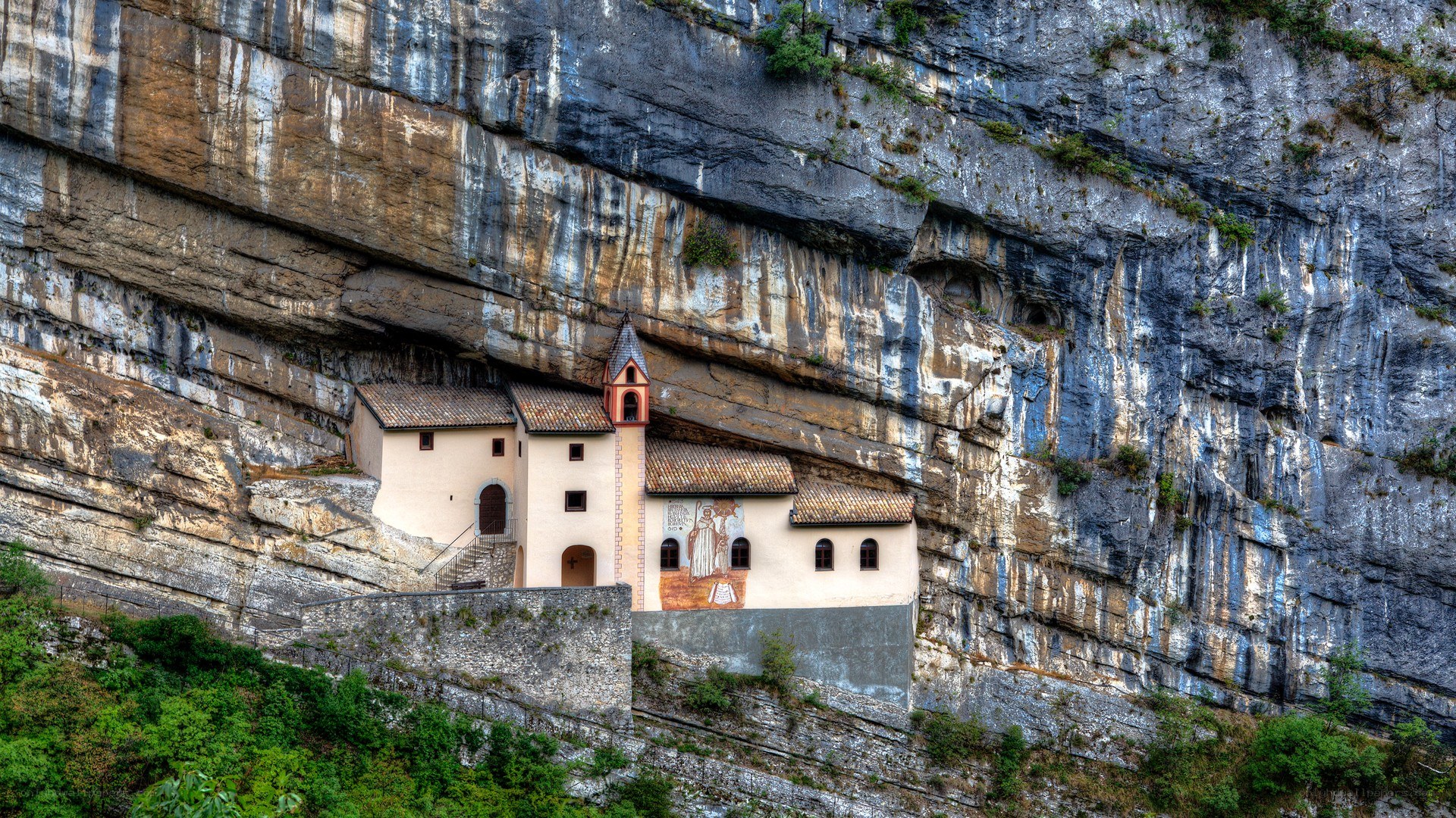 Church built into a cliff face